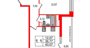 1-к. квартира, 36&nbsp;м²