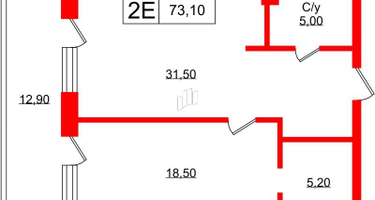 1-к. квартира, 71&nbsp;м²