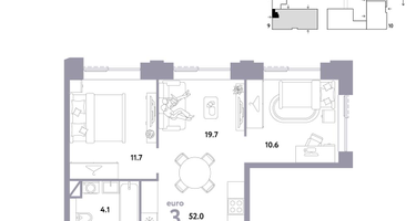3-к. квартира, 52&nbsp;м²