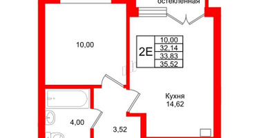 1-к. квартира, 33&nbsp;м²
