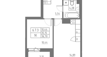 Студия, 36&nbsp;м²