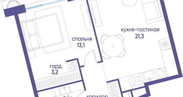 1-к. квартира, 47&nbsp;м²