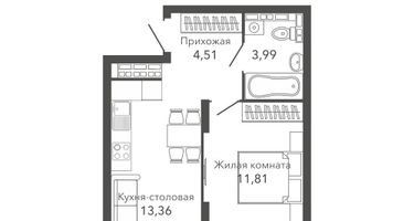 1-к. квартира, 33&nbsp;м²