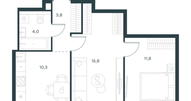 2-к. квартира, 45&nbsp;м²