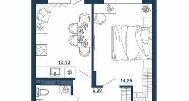 1-к. квартира, 38 м²