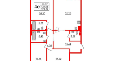3-к. квартира, 122 м²