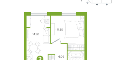 2-к. квартира, 37&nbsp;м²
