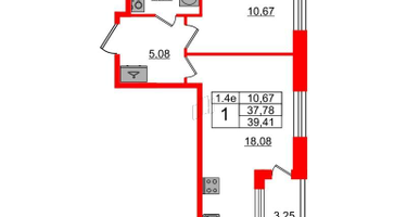 1-к. квартира, 37&nbsp;м²