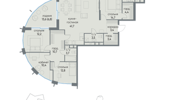 4-к. квартира, 134&nbsp;м²