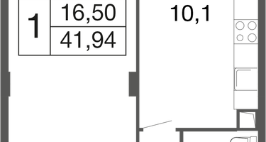 1-к. квартира, 41&nbsp;м²