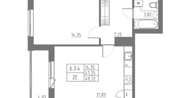 Студия, 49 м²