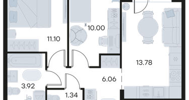2-к. квартира, 47&nbsp;м²