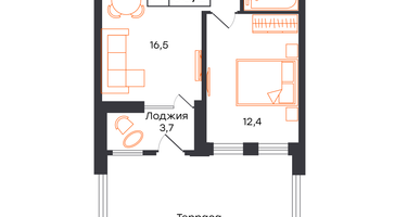 1-к. квартира, 65&nbsp;м²