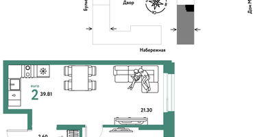 2-к. квартира, 39 м²