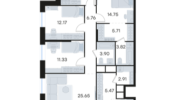 4-к. квартира, 121&nbsp;м²
