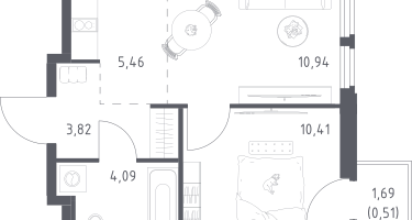 Студия, 35&nbsp;м²