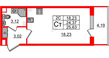 Студия, 24&nbsp;м²
