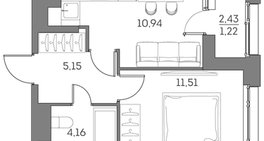 1-к. квартира, 32&nbsp;м²