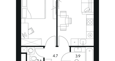 1-к. квартира, 41&nbsp;м²