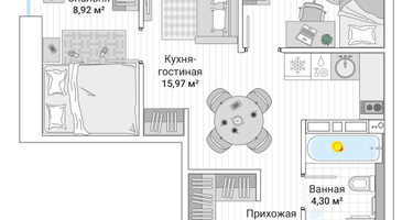 3-к. квартира, 41 м²