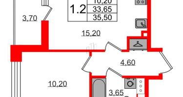 1-к. квартира, 33&nbsp;м²