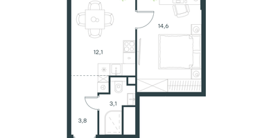 1-к. квартира, 33&nbsp;м²
