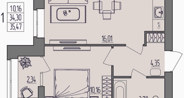1-к. квартира, 35&nbsp;м²