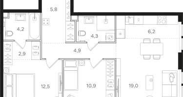 2-к. квартира, 70&nbsp;м²