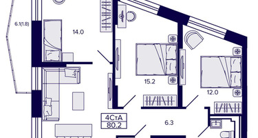4-к. квартира, 80&nbsp;м²