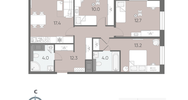 3-к. квартира, 73&nbsp;м²