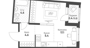 1-к. квартира, 32&nbsp;м²