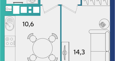 1-к. квартира, 37&nbsp;м²