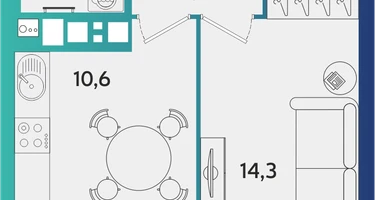 1-к. квартира, 37&nbsp;м²