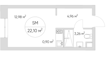 Студия, 22&nbsp;м²
