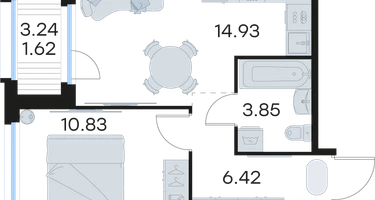 1-к. квартира, 37&nbsp;м²