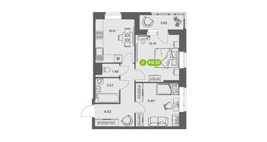 2-к. квартира, 49&nbsp;м²