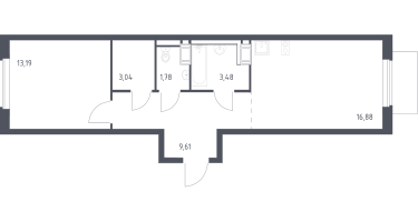1-к. квартира, 47&nbsp;м²