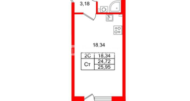 Студия, 24 м²