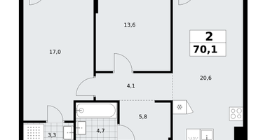 2-к. квартира, 70&nbsp;м²