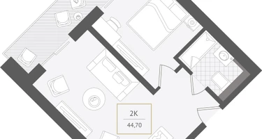 2-к. квартира, 44&nbsp;м²