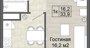 1-к. квартира, 33 м²