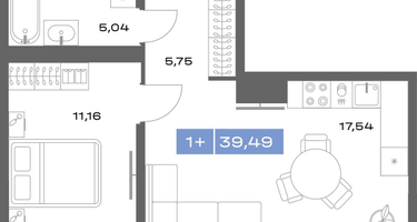 1-к. квартира, 39&nbsp;м²