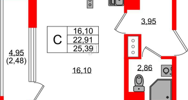 Студия, 25&nbsp;м²