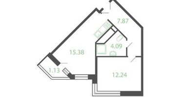 1-к. квартира, 42&nbsp;м²
