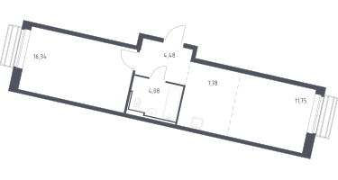 Студия, 43&nbsp;м²