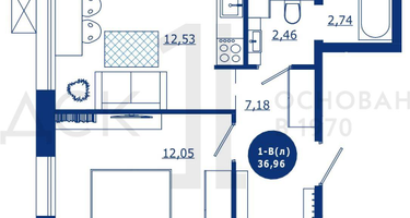 1-к. квартира, 36&nbsp;м²