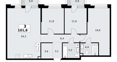 3-к. квартира, 101&nbsp;м²