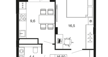 1-к. квартира, 40 м²
