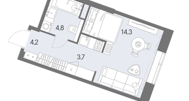 Студия, 27 м²