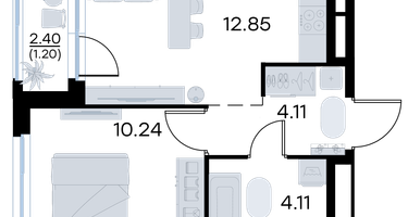 1-к. квартира, 32 м²